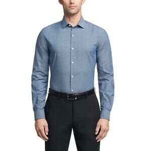 Van Heusen Basic Edition's Men's Blue Dress Shirt 16 34/35 Navy Button Down NWT